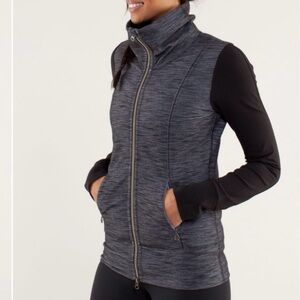 Lululemon Daily Yoga Jacket Slub Denim Polar Haze Black Full Zip Women’s Sz 8